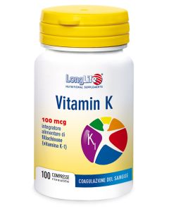 Longlife Vitamin K Integratore per la coagulazione del sangue 100 compresse 