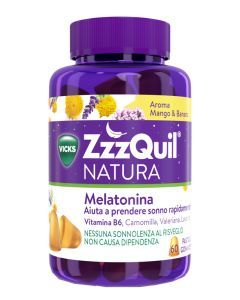 ZzQuil NATURA Mango Banana con Melatonina Camomilla Valeriana Lavanda 60 Gommose